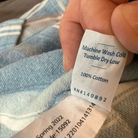 Marine Layer Men's Striped Long Sleeve Flannel Holden Overshirt Blue Cream Small - Picture 4 of 6